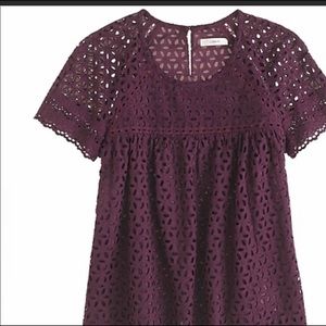 JCrew plum eyelet short sleeve top